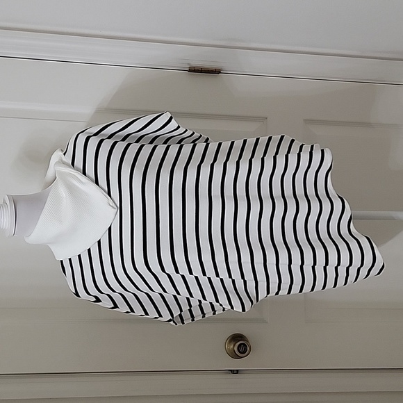 Zara Size L Soft Striped Sweater, Asymmetrical Hem, Split Cowl Neck Collar, NWOT - Picture 2 of 13